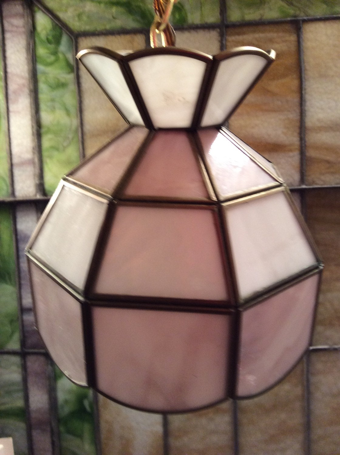 Vintage Stained Glass Hanging Lamp Vintage Swag Lamp Slag