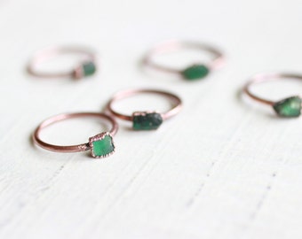 Raw Emerald Ring Copper Ring Electroformed Ring Emerald Ring