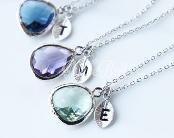 Personalized birthstone necklace, Silver birthstone jewelry, Birthday jewelry gift, Birthday gift, Bridesmaid gift, Wedding jewelry, Custom