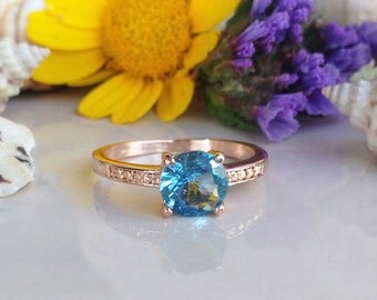 20% off-SALE!! Blue Topaz Ring - December Birthstone - London Blue Topaz - Topaz Jewelry - Gold Ring - Dainty Ring - Tiny Ring