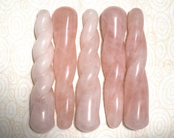 Twisted Rose Quartz Wand, Crsytal Sex Toys, Massage Tools, Yoni Wands, Yoni Massage Wand, Holistic Sex Toys