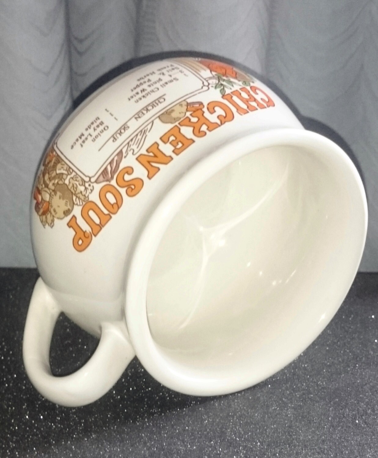 Vintage Soup Mug Chicken Soup Recipe Mug Pottery Mug with