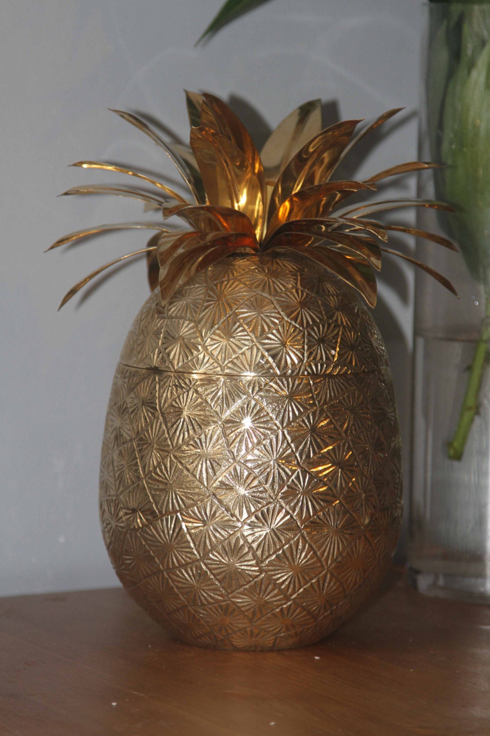 Vintage Brass Pineapple ice bucket Hollywood Regency