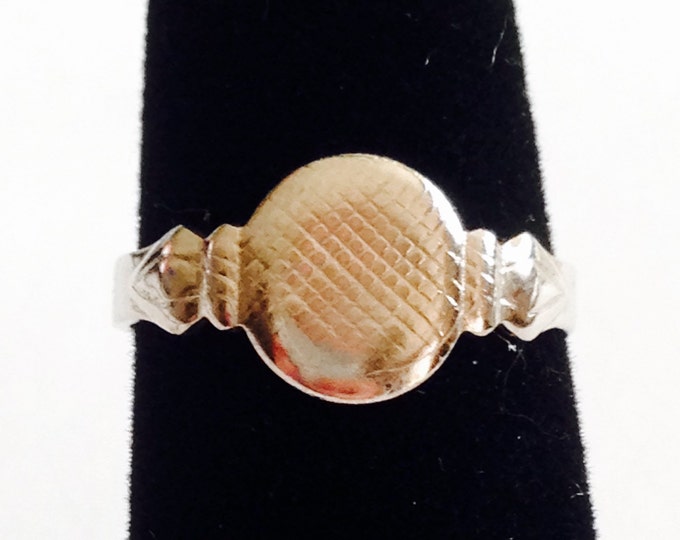 Storewide 25% Off SALE Vintage Silver Tone Textured Coin Finished Designer Cocktail Ring Featuring Unique Criss Cross Artistic Design