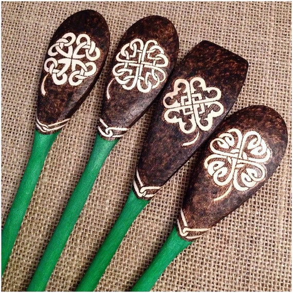 Celtic Knot wood burned spoons Irish St Patrick's Day