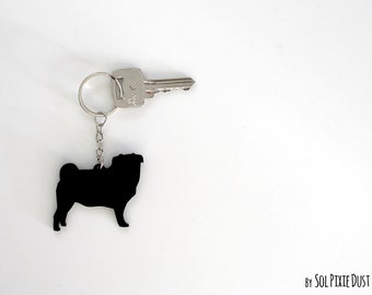 Pug Keychain Silhouette