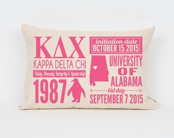 Kappa Delta Chi Custom Sorority Facts Pillow // Greek Letter Pillow // Big Little Gift // Sorority Letters // Sorority Gift // Dorm Decor