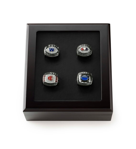 Championship Ring Display Case Box for 4 Rings FREE SHIPPING