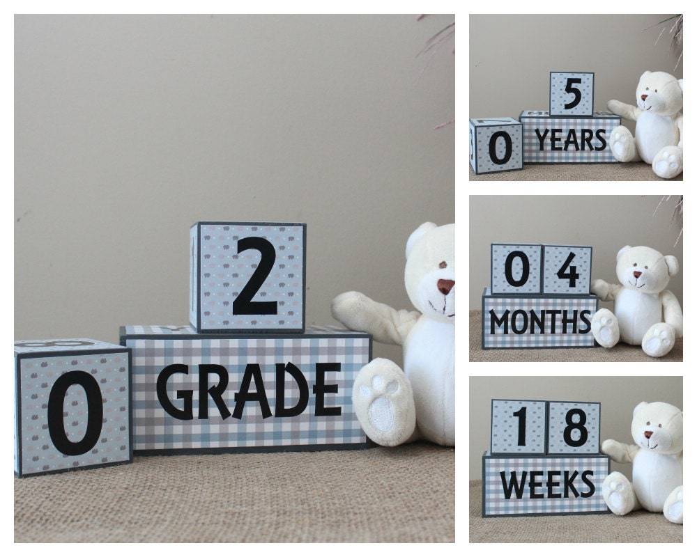 Baby Age Blocks Wooden Baby Blocks Milestone Blocks Baby