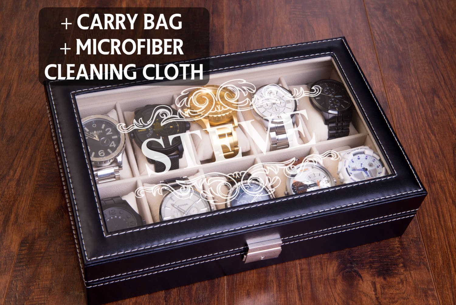 Watch Case Engraved Watch Box Storage Watch Box Men's