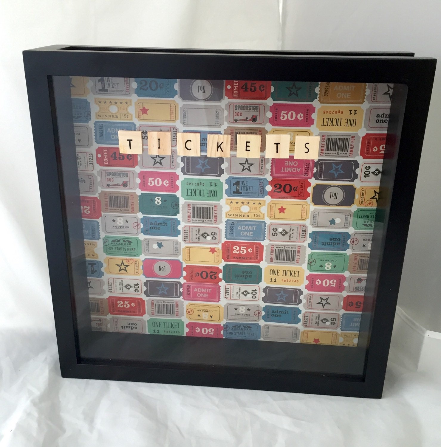 12x12 Admit One Ticket Stub Display Shadow Box by ReminisceInStyle