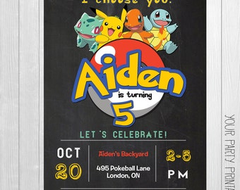 Pokemon Go Invitation, Pokemon Invitation, Pokemon Party, Pokemon Birthday, Pikachu Invitation, Pikachu Birthday, Printable Pokemon Invite