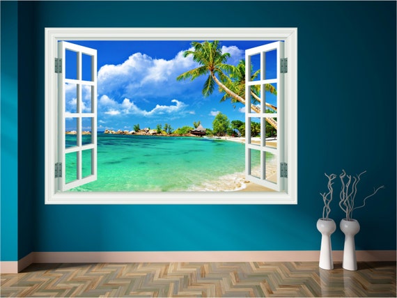 Paradise Beach Sea Holiday Window Wall Art Sticker Decal Mural