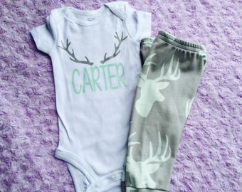 Deer. Oh deer. Hunting baby. Baby deer. Baby boy. Little brother. Coming home outfit. Baby announcement.