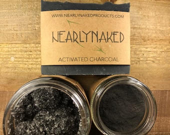 Activated Charcoal Set - Activated Charcoal Soap - Activated Charcoal Face Mask - Activated Charcoal Face and Body Scrub
