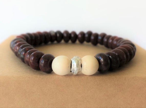 Handmade brown gemstone beaded bracelet for men // by BanSisDesign
