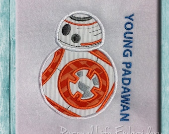 BB-8 Young Padawan Star Wars Droid Machine Embroidery Design Digital Applique Pattern INSTANT DOWNLOAD BB8 Luke Leia Darth R2D2 Inspired
