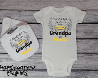 Handpicked For Earth By My Grandpa In Heaven Bodysuit; Hand Picked for Earth Bodysuit; Toddler Tee; Youth T-Shirt; *THP002