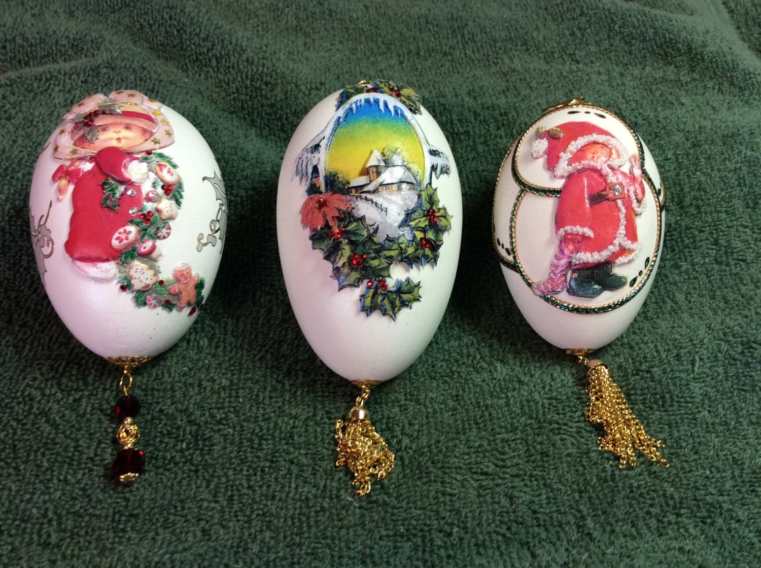 Merry Christmas goose egg ornament decorated goose egg