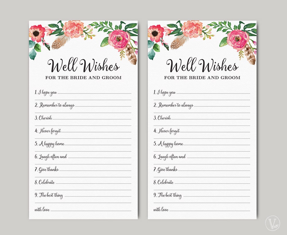 Printable Well Wishes for the Bride and Groom Card Template