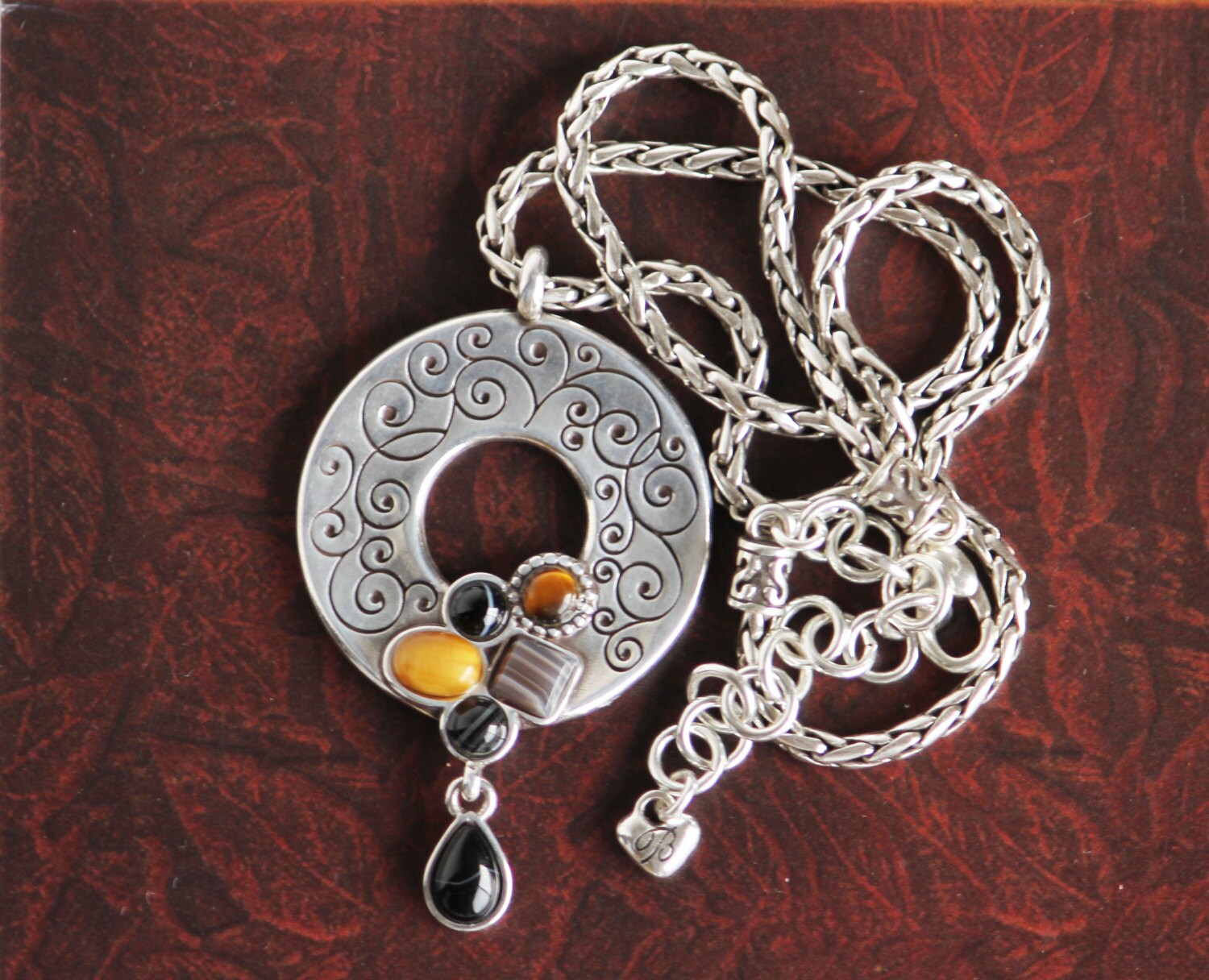 Brighton Necklace Tiger Eye Topaz Brown Earth Tone Gem Stones