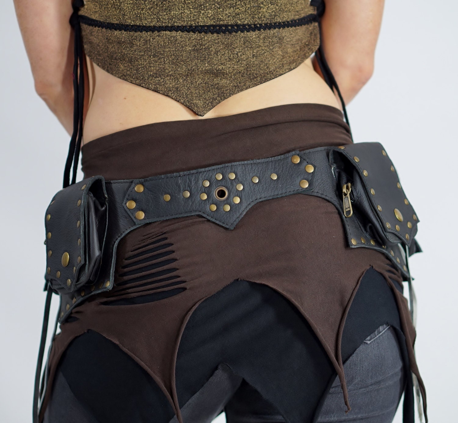 GOA Handmade Leather Utility Belt With Pockets Renaissance