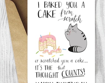 Birthday Card from the Cat Printable Funny by MiumiCatPrintables