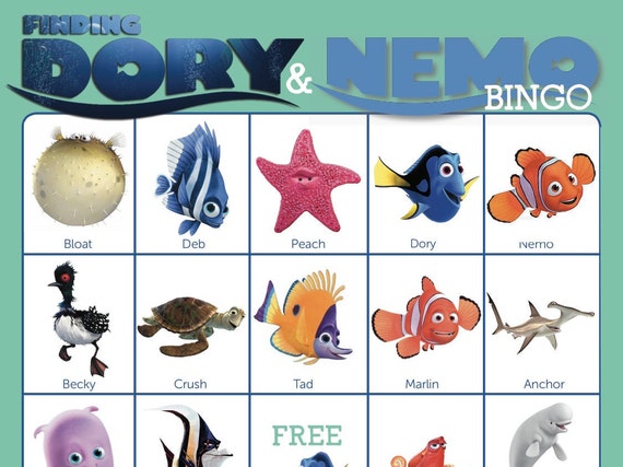 Finding Nemo and Dory Bingo Cards 14 Unique Cards by Bee3Shop