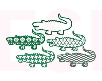 Patterned, Alligator svg, Set 2, SVG, DXF, EPS, for use with Silhouette Studio & Cricut Design Space. Aztec svg files, Houndstooth svg