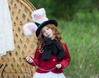 Rabbit Top Hat, March Hare Wired Furry Ears, Alice in Wonderland, Animal Festival Costume