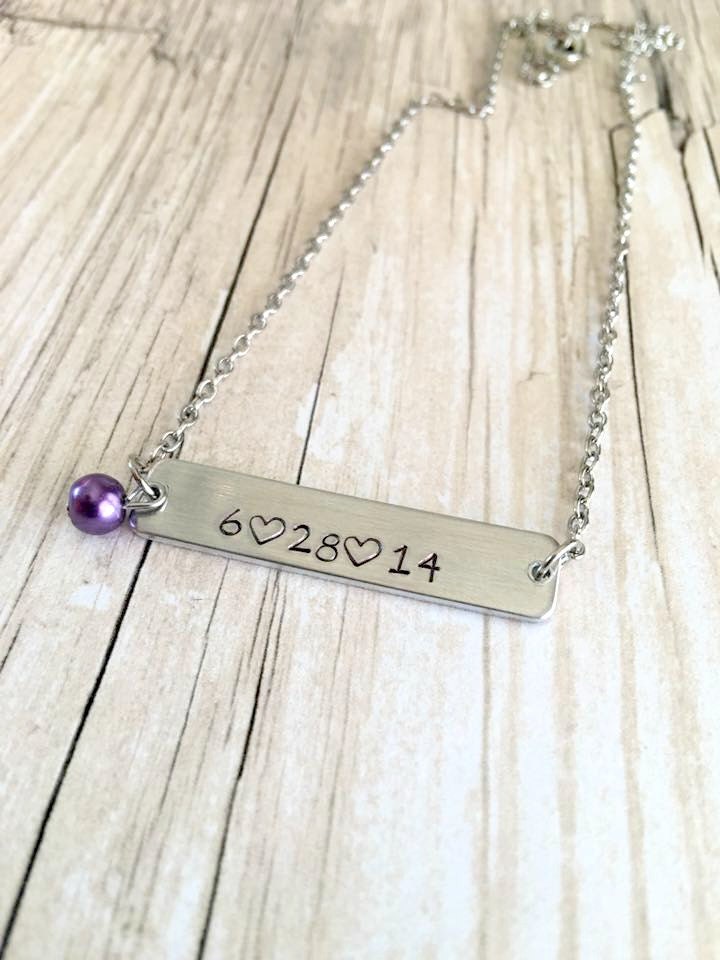 Wedding Date Necklace Hand Stamped Jewelry Date by mkwdesignco