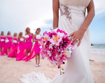 TAKOXIA Bouquet da sposa con peonie e rose artificiali in