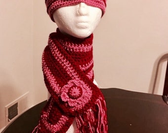 Crochet hat and scarf, Matching hat and scarf, Baby scarf, Girl scarf
