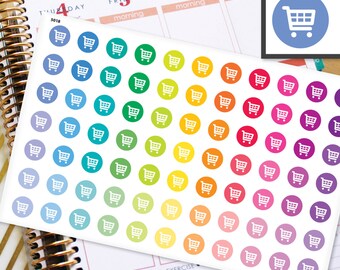 Grocery Shopping Stickers Erin Condren Life Planner (ECLP) - 77 Shopping Dots Half Inch Stickers (#5018)