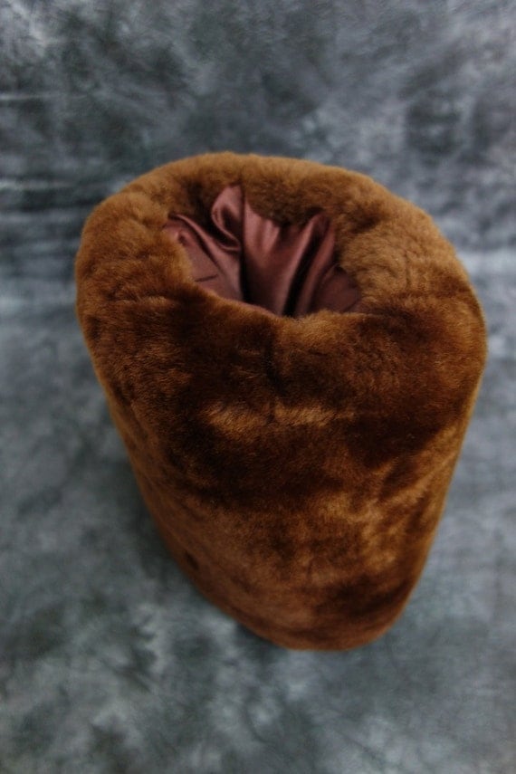 Vintage 60s Beaver Fur Muff Hand Warmer Fully By Junglepartyhouse