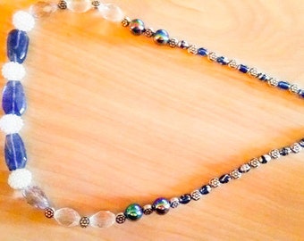 Another crazy masterpiece! Shades of blue and white acrylic necklace.