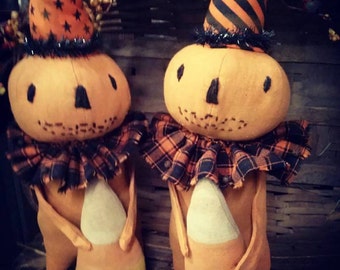 Primitive Candy corn Pumpkin doll Fall doll Halloween doll Faap Hafair Team Haha