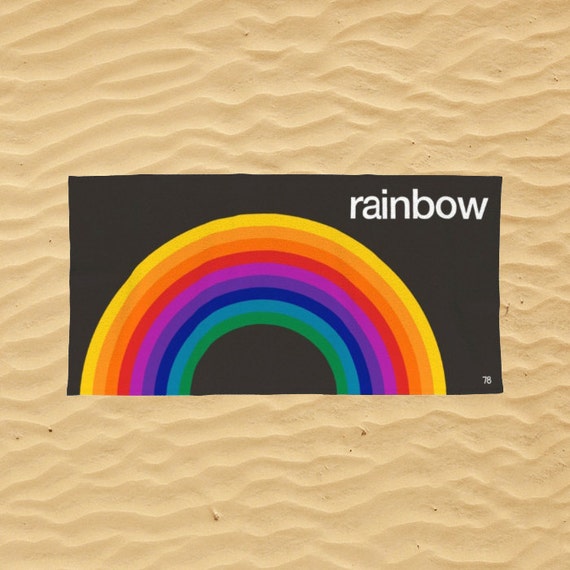 Rainbow Beach Towel Retro Rainbow Beach Towel Retro Rainbow 70s Pop Art