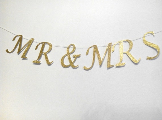 Mr And Mrs Glitter Banner Wedding Party Banner By Etagadesigns