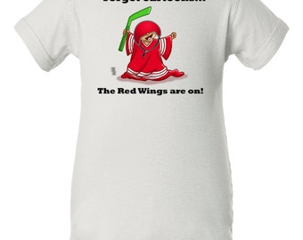 Detroit Red Wings Baby Bodysuit, Forget Cartoons the Red Wings are On, Detroit Red Wings Baby Clothes