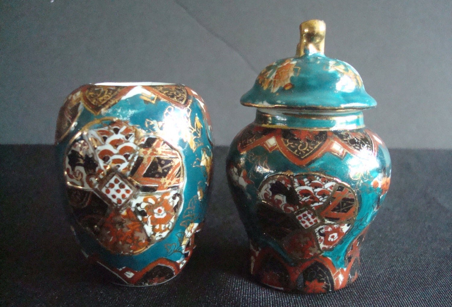 Satsuma miniature asian ginger jar and vase