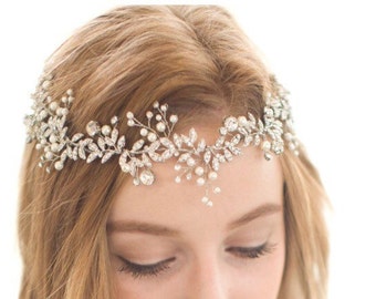 Bridal Vine, Bridal Wreath, Silver Leaf Vine, Rhinestone Vine, Gold Leaf Vine, Pearl Vine, Bridal Headpiece, Bridal Headband, Bridal Hair
