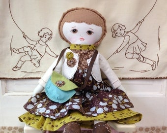 Fabric Rag Doll With Doll Clothes / Handmade Rag Doll / Cloth Doll With Wardrobe / Custom Made Dolls / Rag Doll / Dolls / Ragdolls Handmade