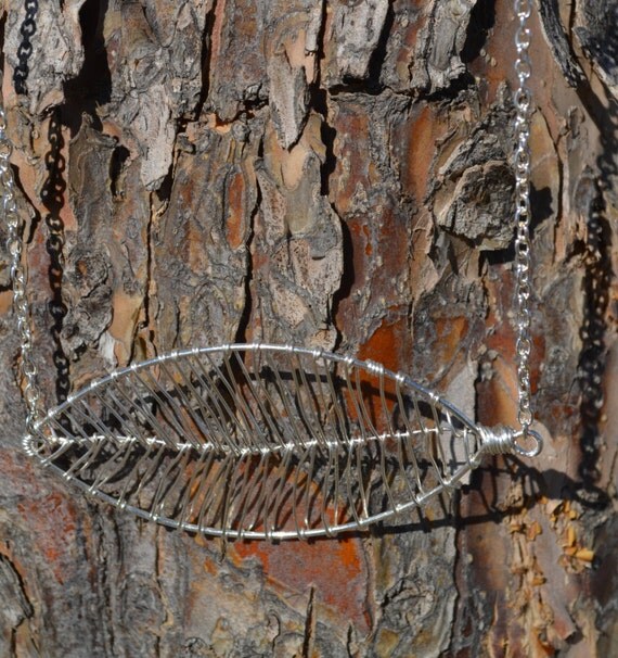 Items similar to Handmade Leaf Necklace, Wire Necklace, Leaf Necklace