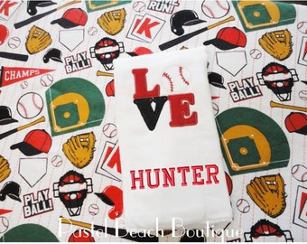 Baseball Burp Cloth * Baseball Swaddle * Personalized Baby * Sports Nursery * Baby Boy * Baby Shower Gift * Baby Blanket * New Baby Gift