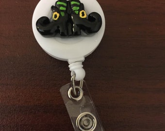 Witch Feet, Witch Feet Halloween Badge Reel - Retractable ID Badge Holder, Name Tag Holder-Badge Holder, Medical Badge, Id Badge, RTS