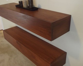 Hardwood Media Floating Shelves - Modern Design - 12" deep / 36" long