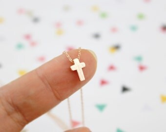 Dainty Necklace,Tiny Rose Gold Cross Necklace,Rose Gold Cross Necklace, Gift for Best Friends,Bridal Shower Gift,RNK-3008