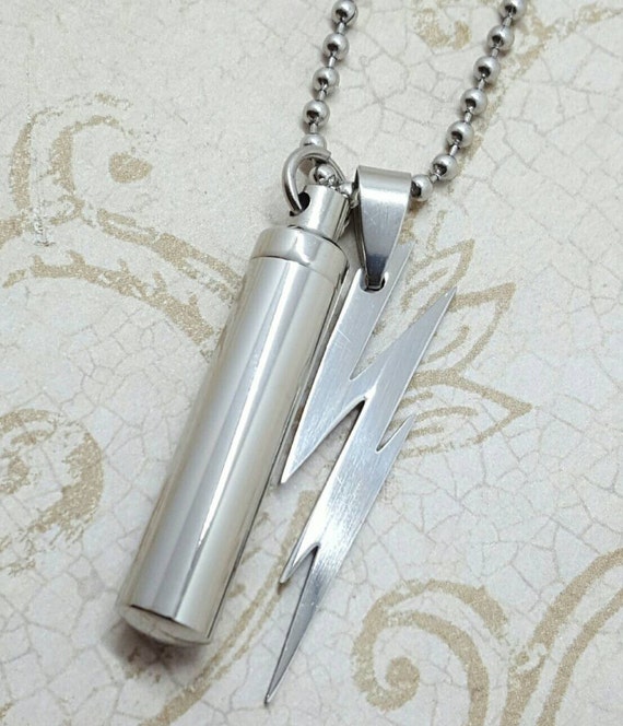 Stainless Steel Lightning Bolt Pendant Unisex Urn 3341