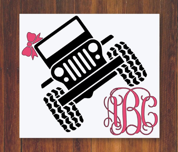 Download Items similar to Jeep Decal - Jeep with Bow - Jeep with ...